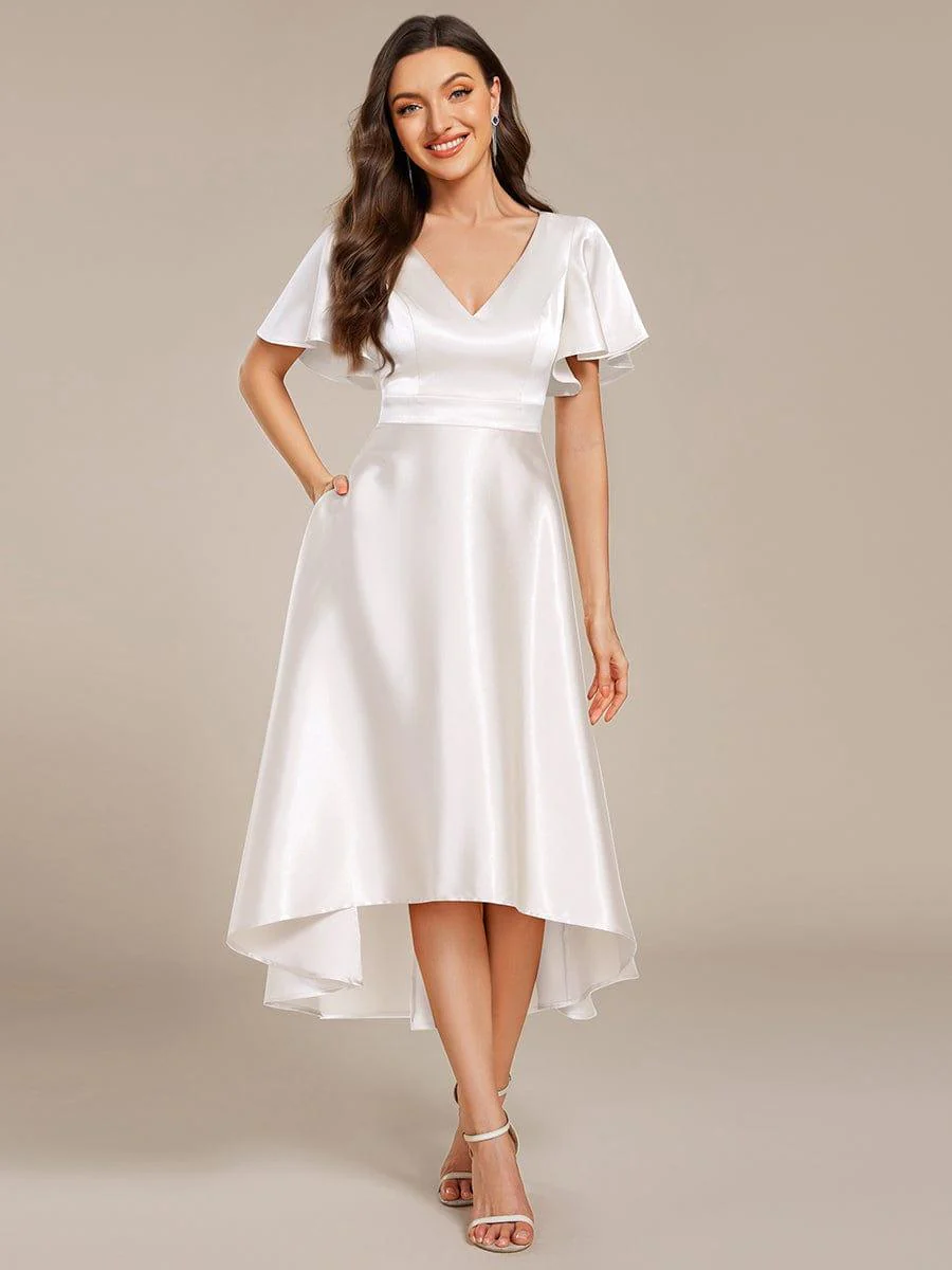 ever SCARLEN|High-Low Satin Bridesmaid Dress with Pockets - Image 3