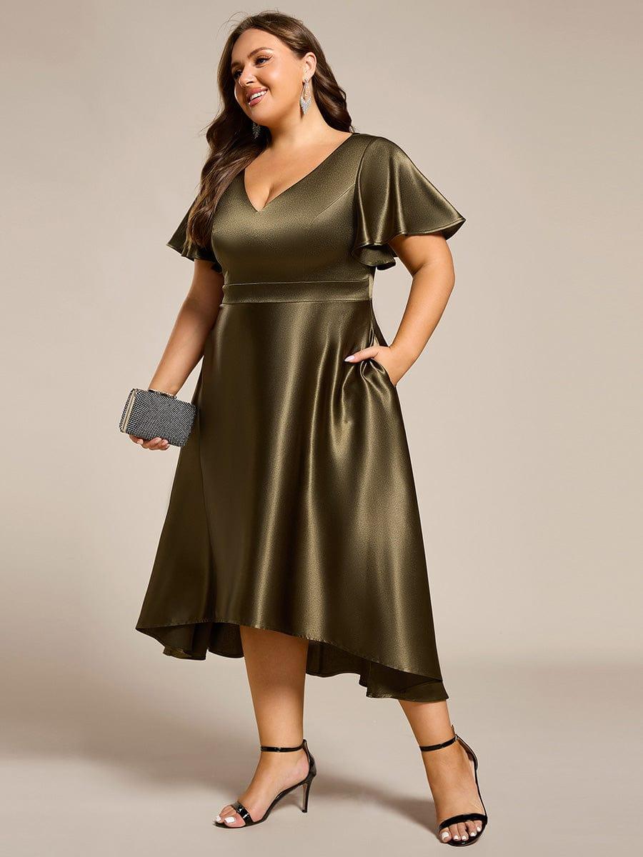ever SCARLEN|High-Low Satin Bridesmaid Dress with Pockets - Image 32