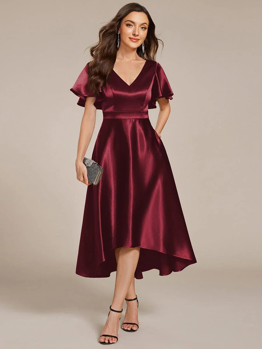 ever SCARLEN|High-Low Satin Bridesmaid Dress with Pockets - Image 4