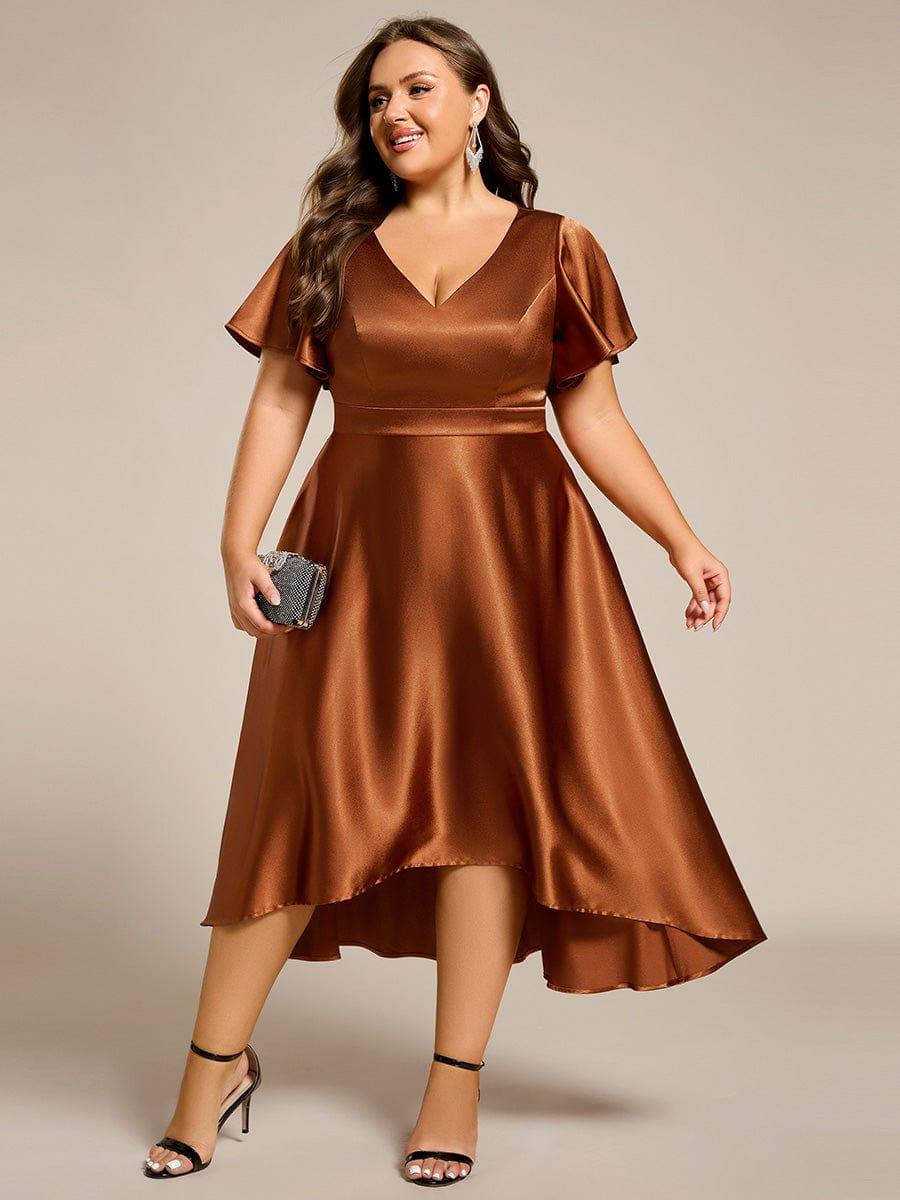 ever SCARLEN|High-Low Satin Wedding Guest Dress with Pockets - Image 13