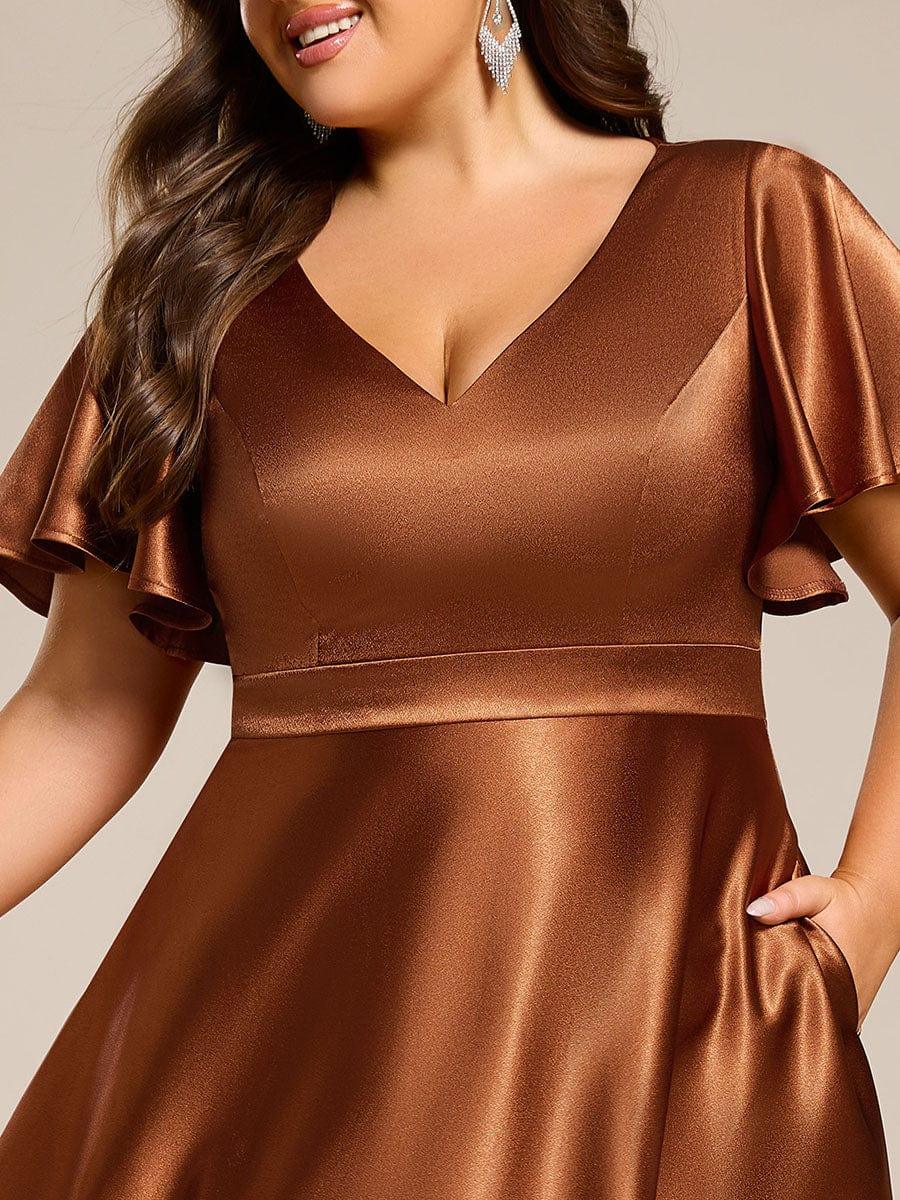ever SCARLEN|High-Low Satin Wedding Guest Dress with Pockets - Image 15