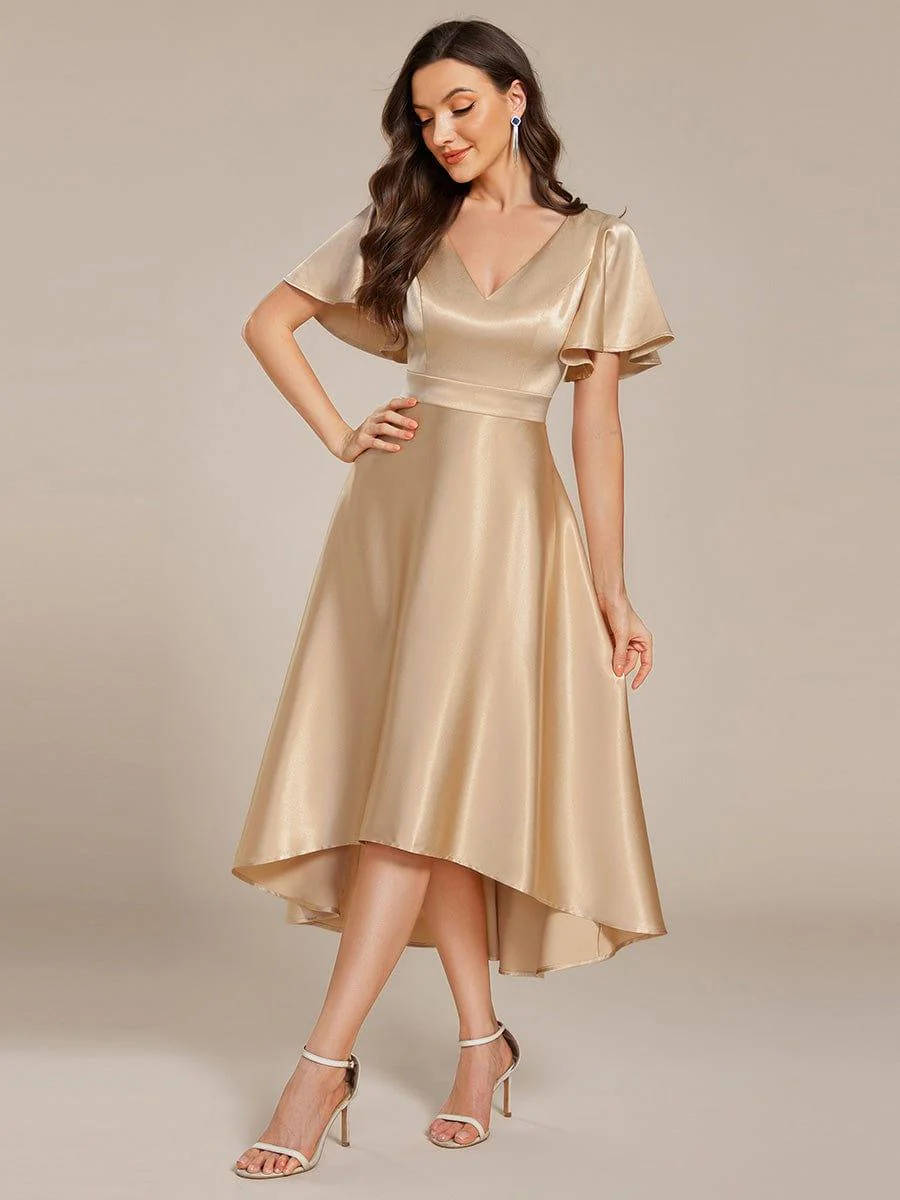ever SCARLEN|High-Low Satin Wedding Guest Dress with Pockets - Image 20