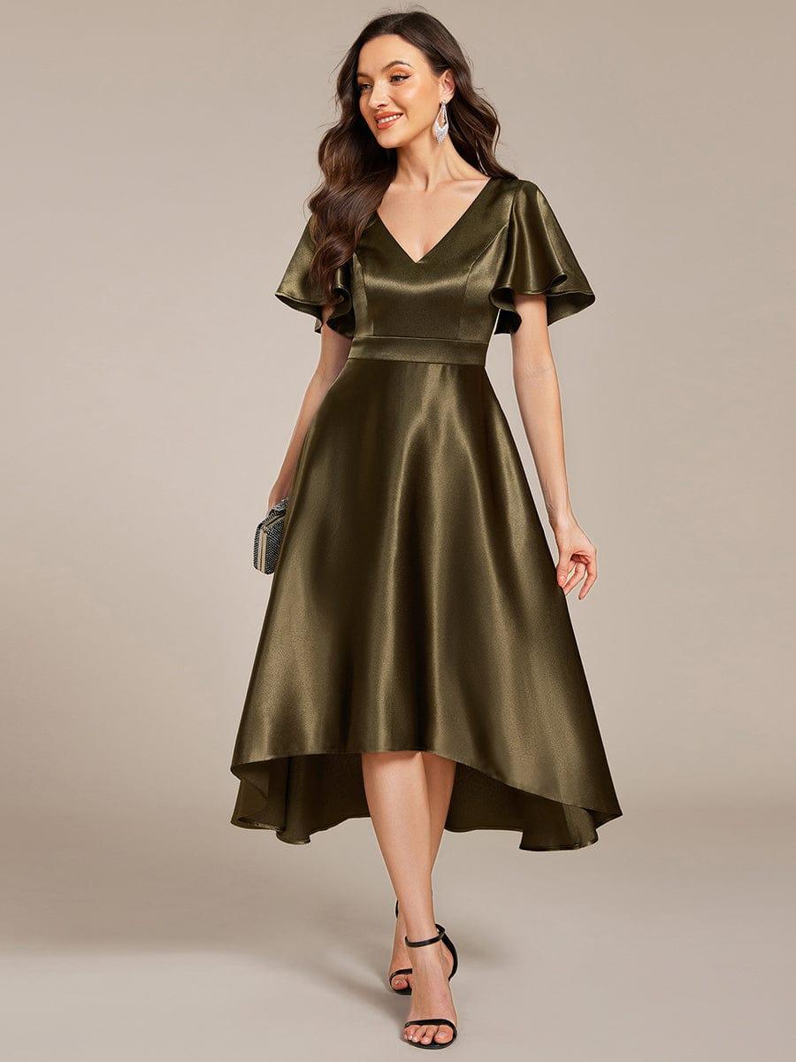 ever SCARLEN|High-Low Satin Wedding Guest Dress with Pockets - Image 27
