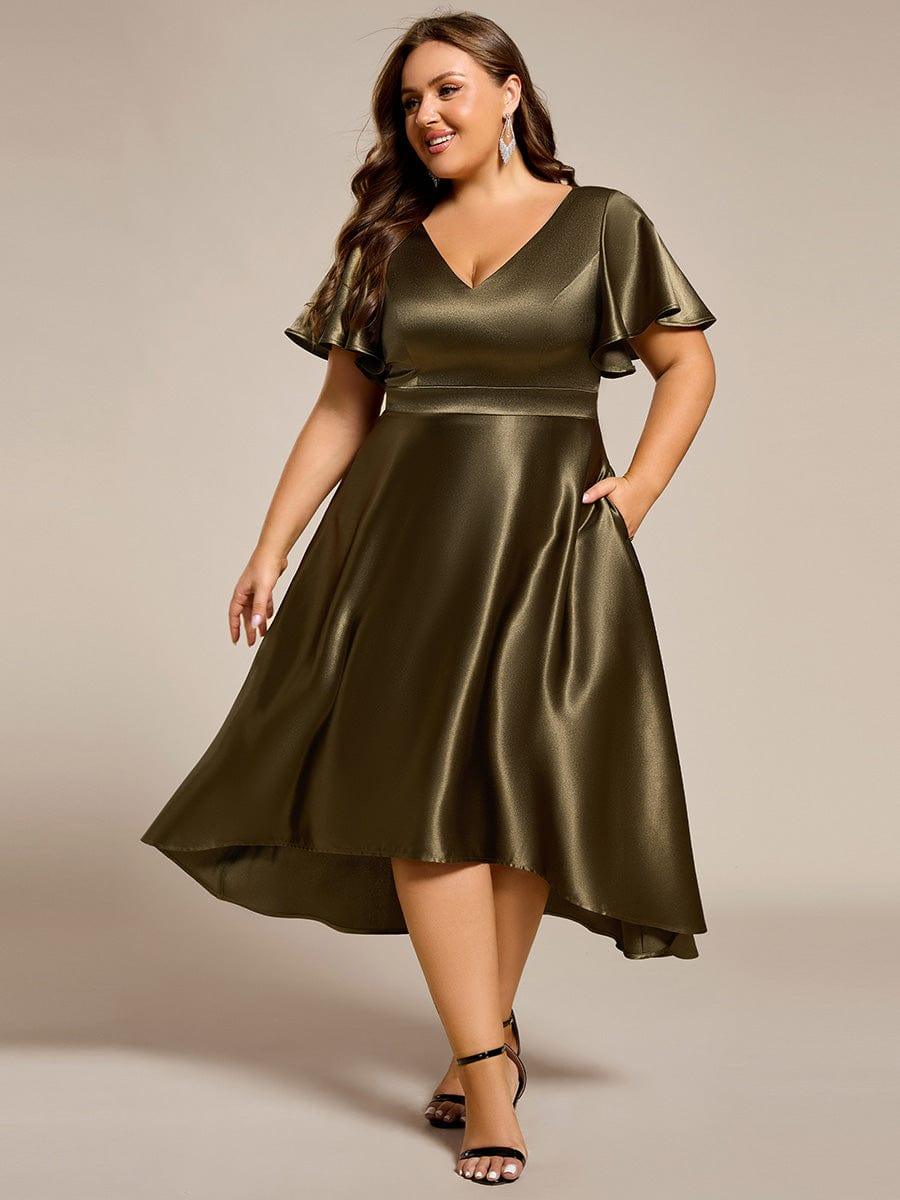 ever SCARLEN|High-Low Satin Wedding Guest Dress with Pockets - Image 32