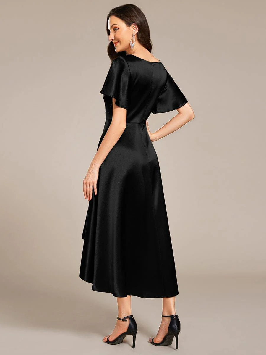 ever SCARLEN|High-Low Satin Wedding Guest Dress with Pockets - Image 36
