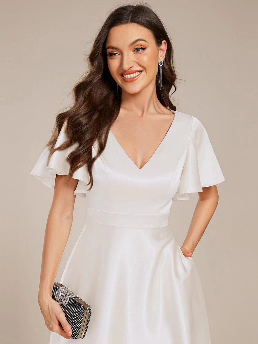 ever SCARLEN|High-Low Satin Wedding Guest Dress with Pockets - Image 41