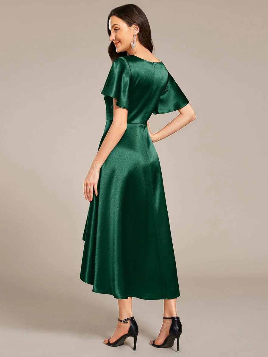 ever SCARLEN|High-Low Satin Wedding Guest Dress with Pockets - Image 43