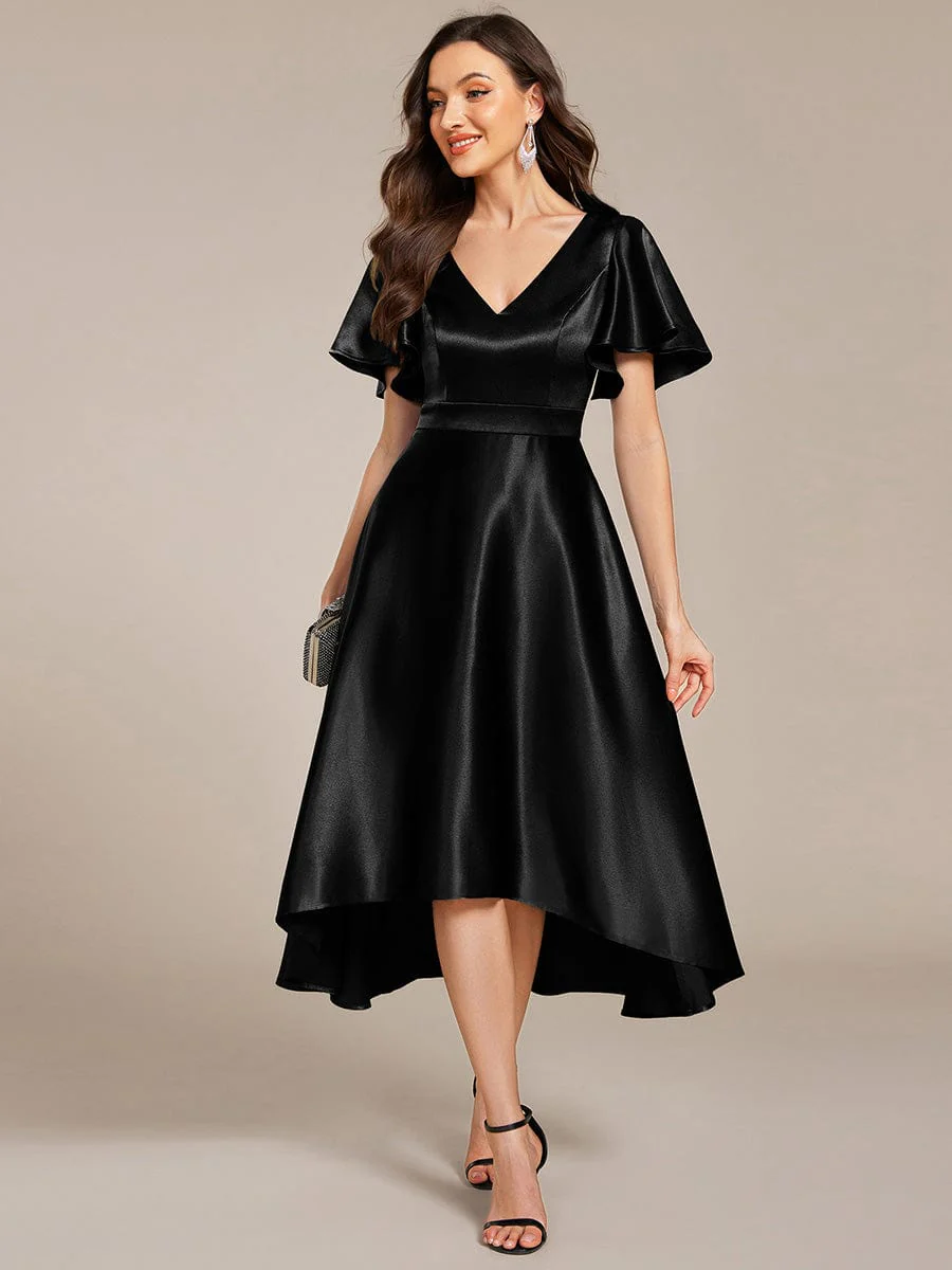 ever SCARLEN|High-Low Satin Wedding Guest Dress with Pockets - Image 48