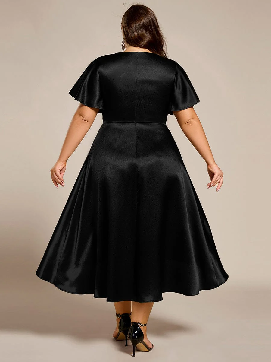 ever SCARLEN|High-Low Satin Wedding Guest Dress with Pockets - Image 51