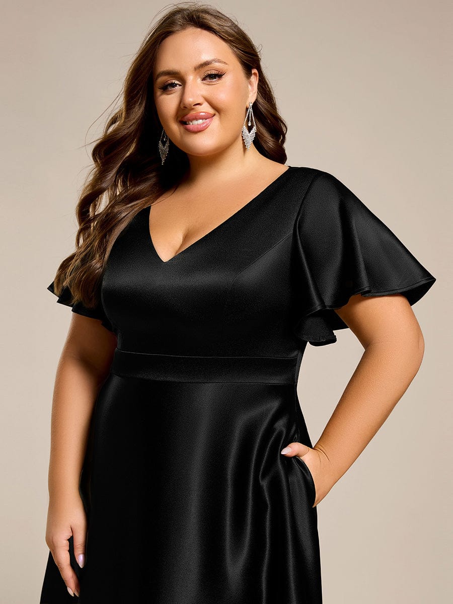 ever SCARLEN|High-Low Satin Wedding Guest Dress with Pockets - Image 52