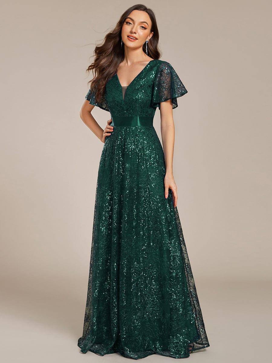 ever CORY|Illusion V-neck Sequin Maxi Evening Dress - Image 10
