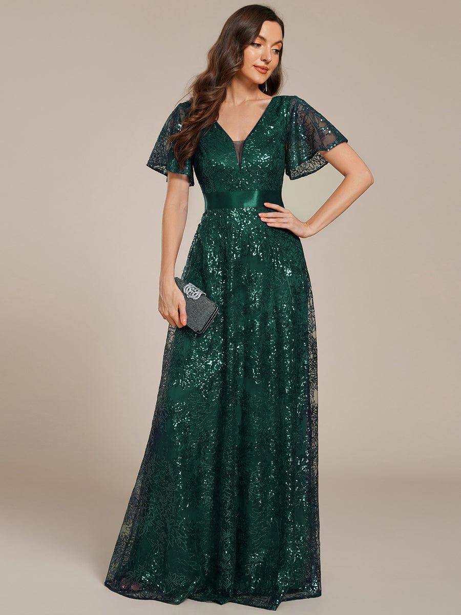 ever CORY|Illusion V-neck Sequin Maxi Evening Dress - Image 13