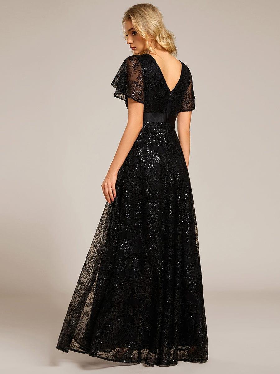 ever CORY|Illusion V-neck Sequin Maxi Evening Dress - Image 2