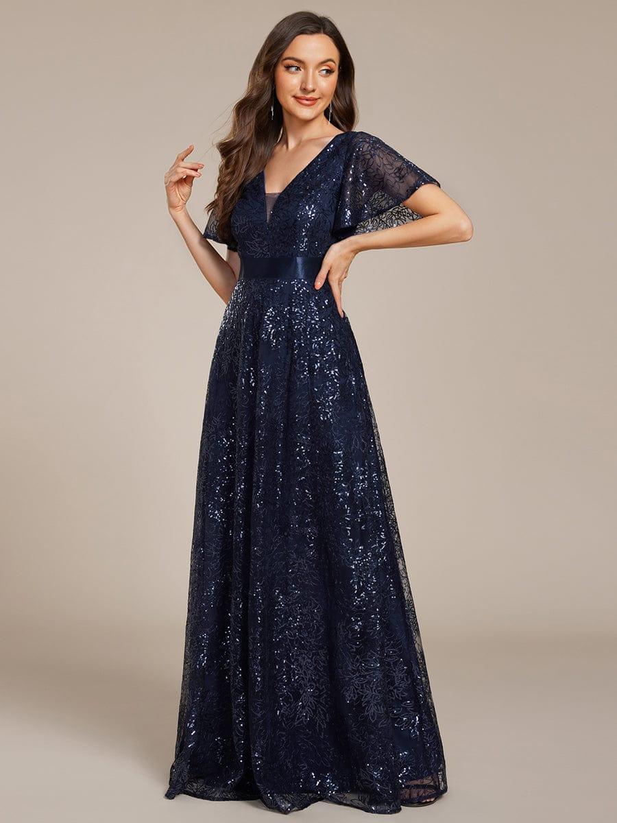 ever CORY|Illusion V-neck Sequin Maxi Evening Dress - Image 23