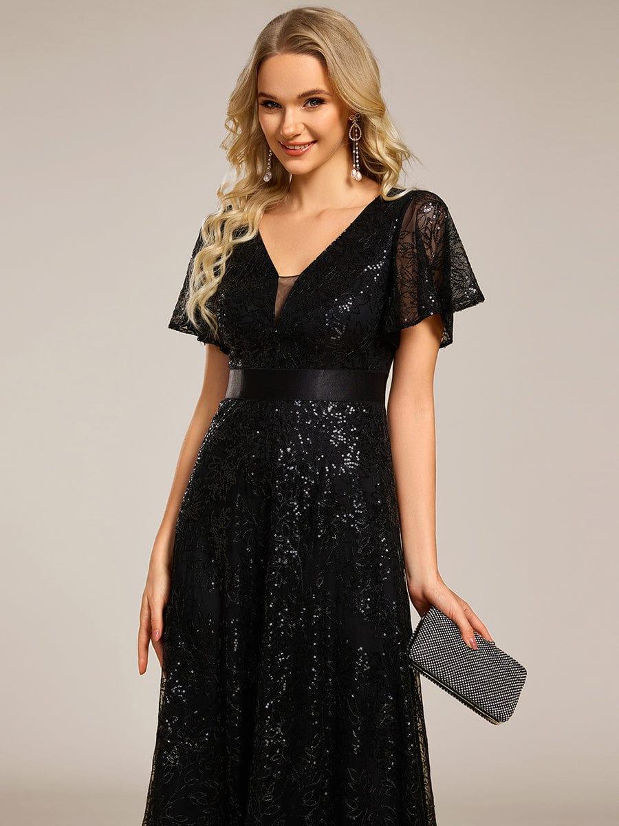 ever CORY|Illusion V-neck Sequin Maxi Evening Dress - Image 3
