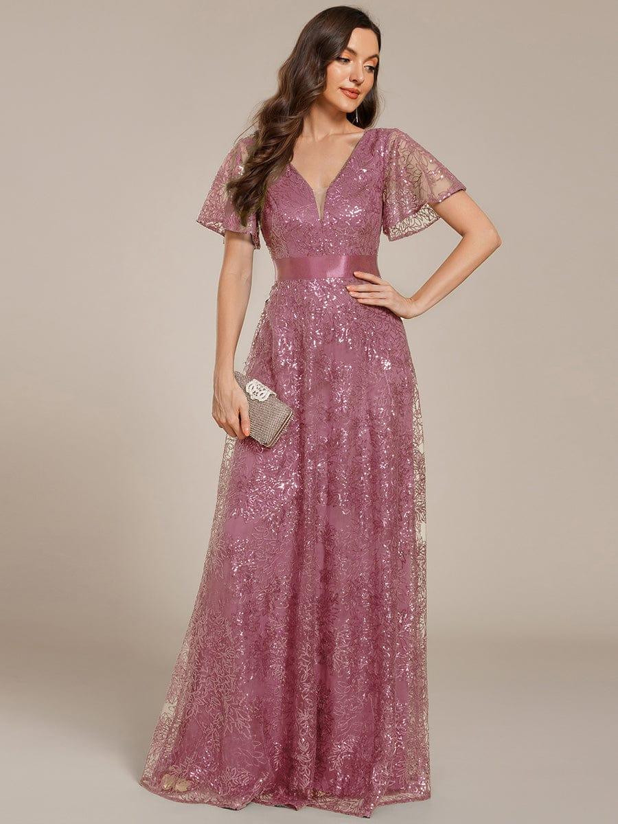 ever CORY|Illusion V-neck Sequin Maxi Evening Dress - Image 30