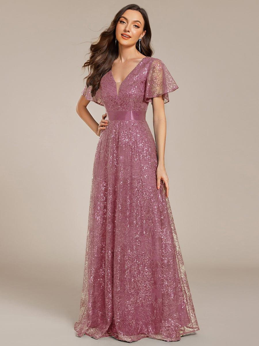 ever CORY|Illusion V-neck Sequin Maxi Evening Dress - Image 34