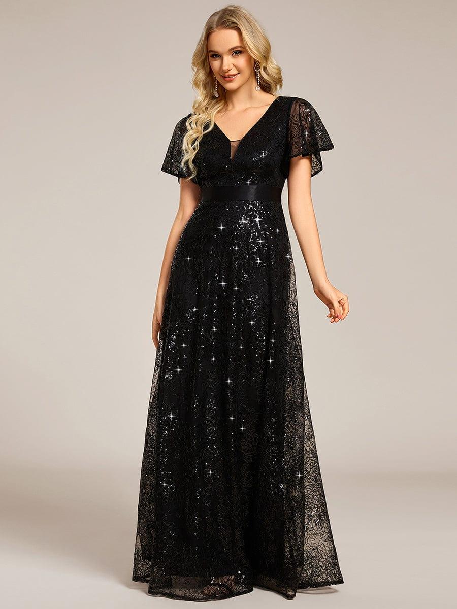 ever CORY|Illusion V-neck Sequin Maxi Evening Dress - Image 4