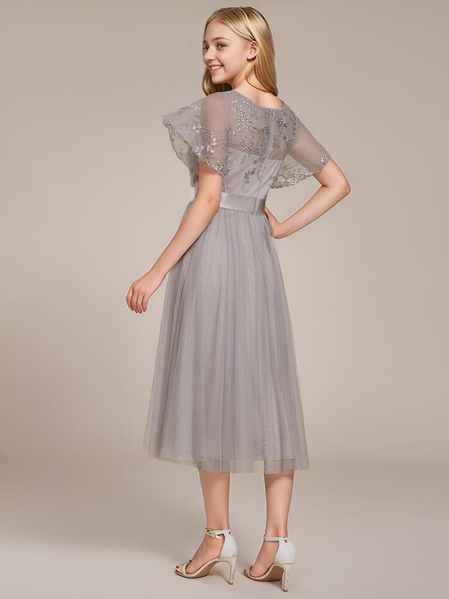 ever MARA|Junior Round Neck Embellished Midi Tulle Bridesmaid Dress - Image 14