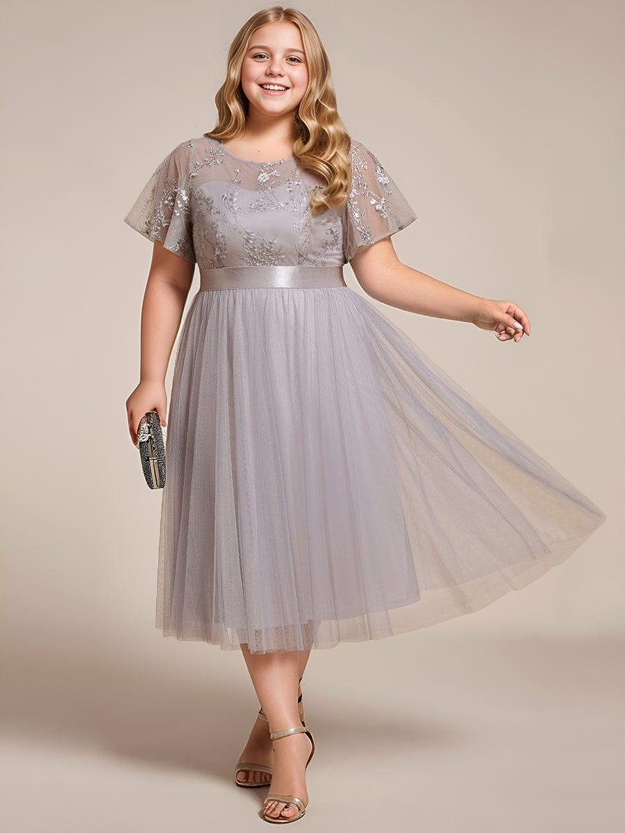 ever MARA|Junior Round Neck Embellished Midi Tulle Bridesmaid Dress - Image 16