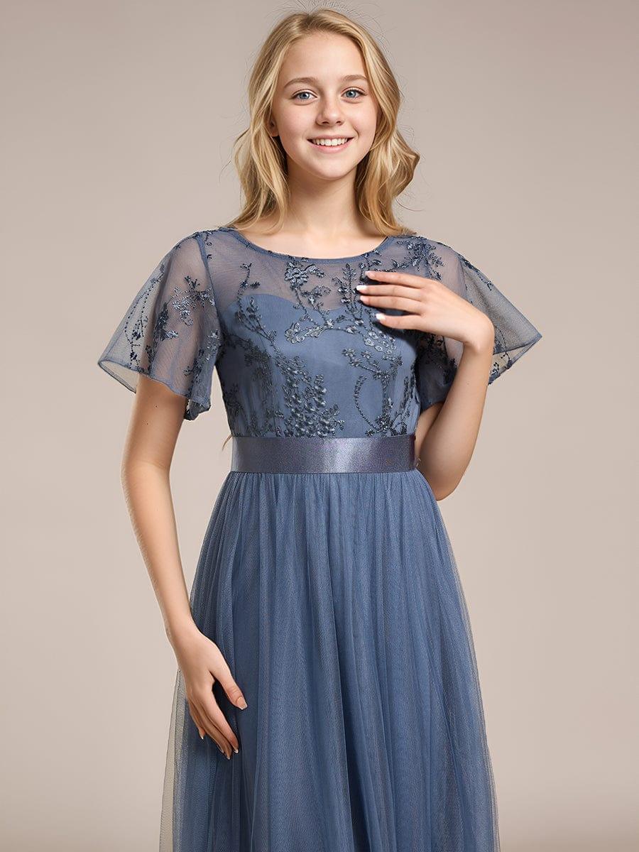ever MARA|Junior Round Neck Embellished Midi Tulle Bridesmaid Dress - Image 9