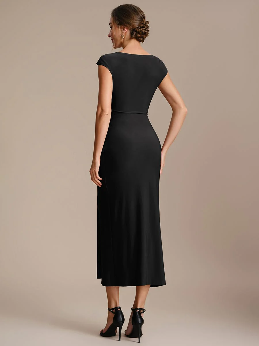 Knit Cap Sleeve Asymmetrical Neckline Top - Image 10