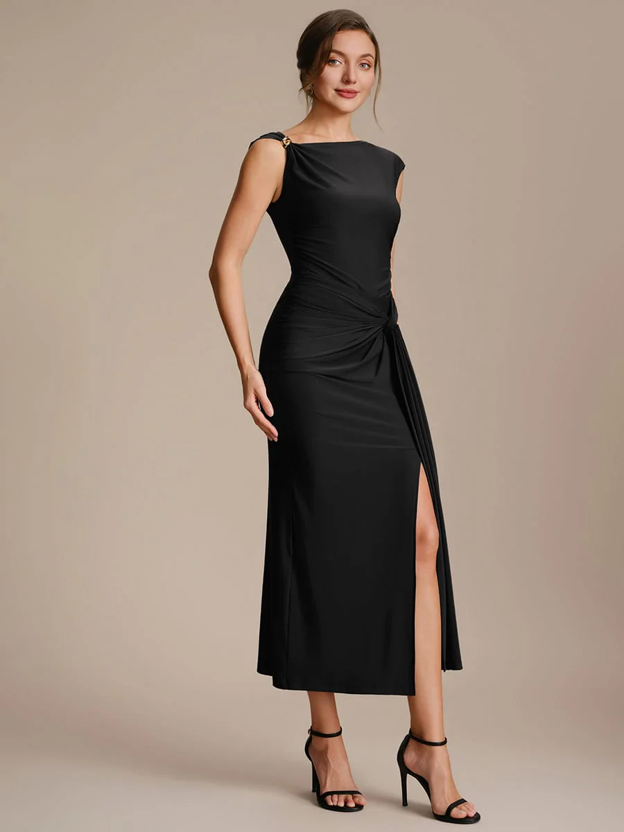 Knit Cap Sleeve Asymmetrical Neckline Top - Image 12