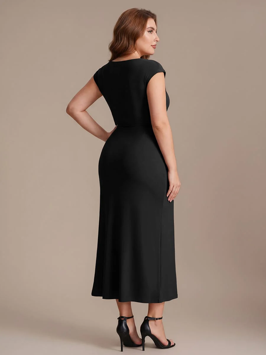 Knit Cap Sleeve Asymmetrical Neckline Top - Image 17