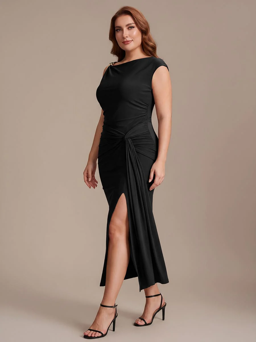 Knit Cap Sleeve Asymmetrical Neckline Top - Image 19