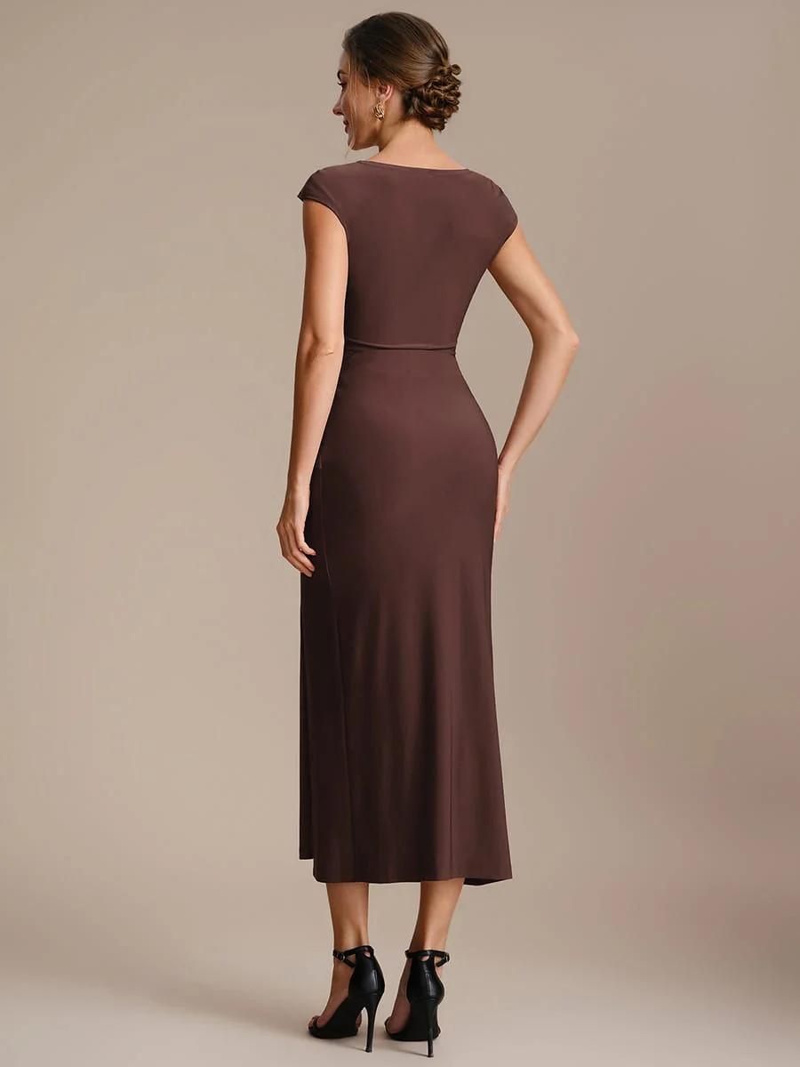 Knit Cap Sleeve Asymmetrical Neckline Top - Image 22
