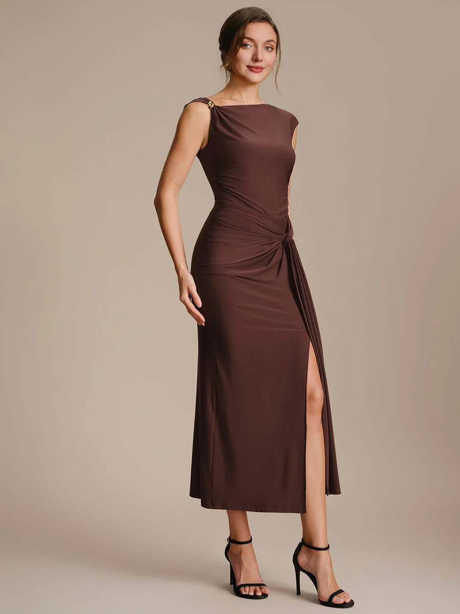 Knit Cap Sleeve Asymmetrical Neckline Top - Image 24