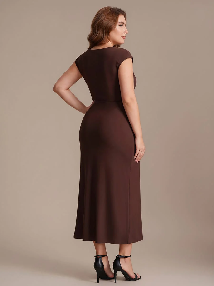 Knit Cap Sleeve Asymmetrical Neckline Top - Image 29