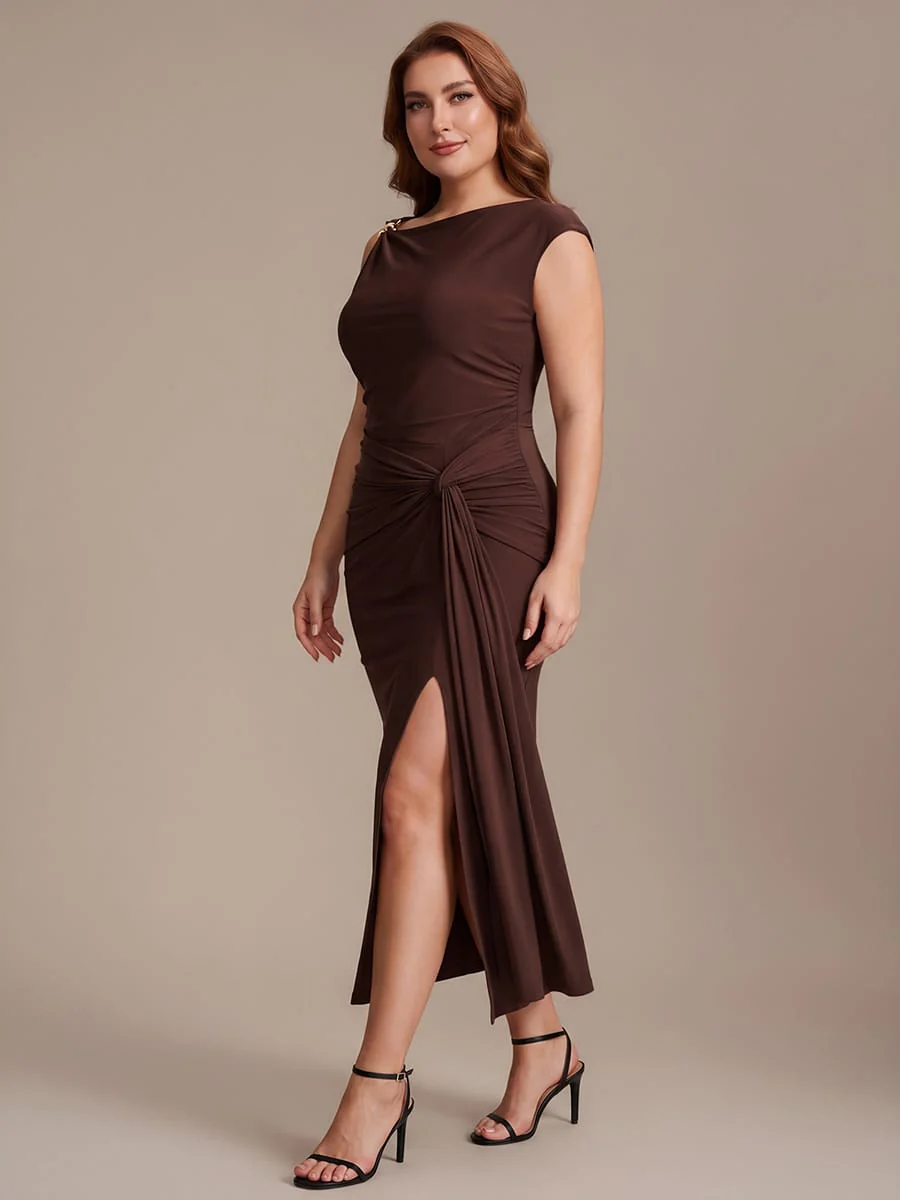 Knit Cap Sleeve Asymmetrical Neckline Top - Image 31
