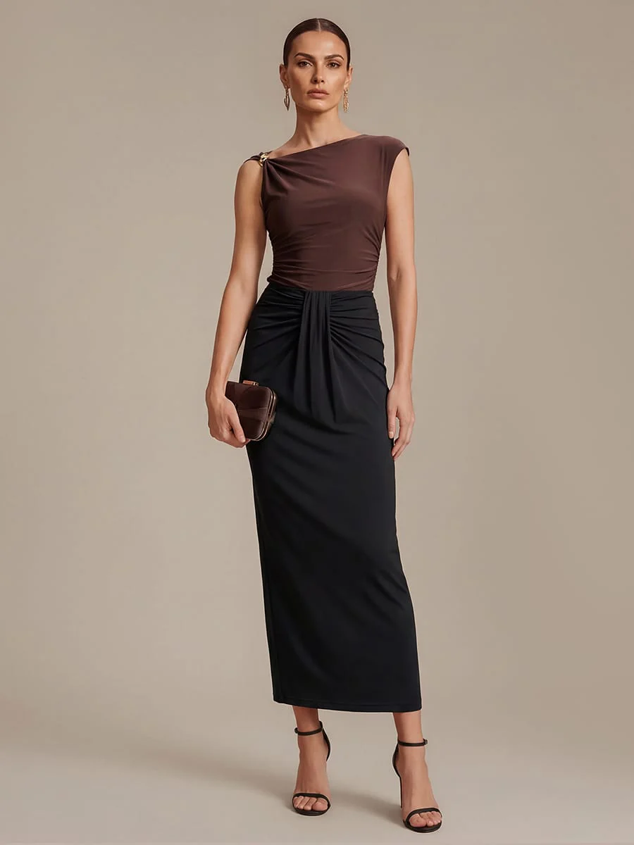 Knit Cap Sleeve Asymmetrical Neckline Top - Image 7