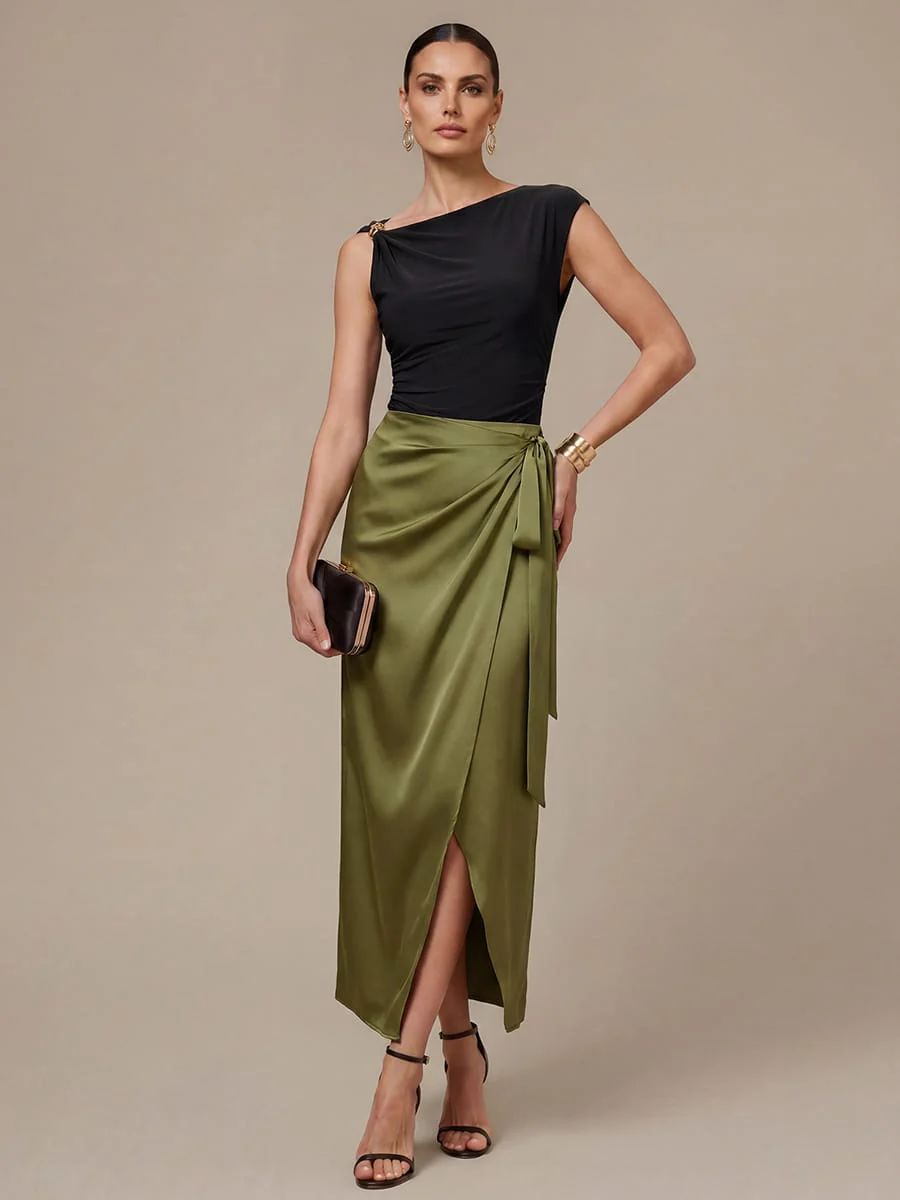 Knit Cap Sleeve Asymmetrical Neckline Top - Image 8