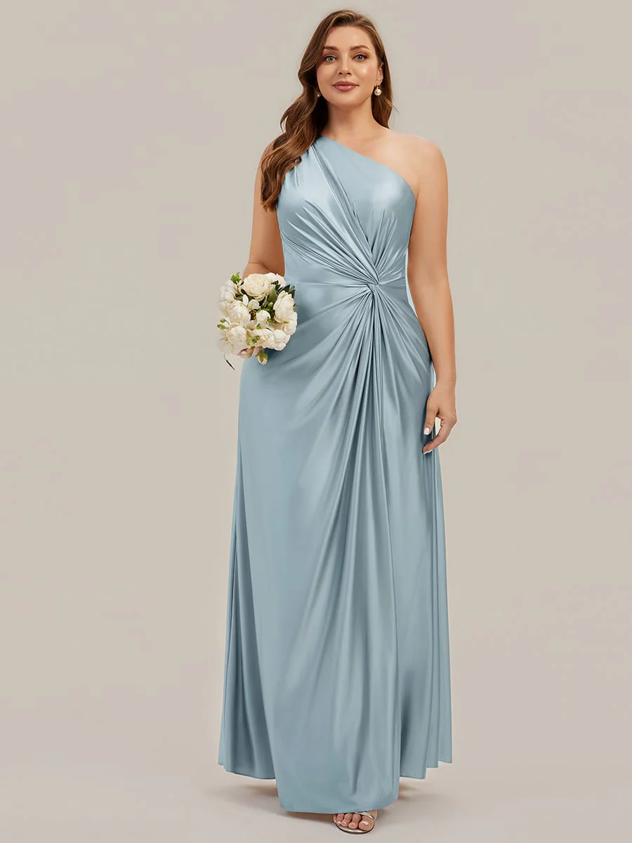 Knotted Satin One-Shoulder Dress - Image 10