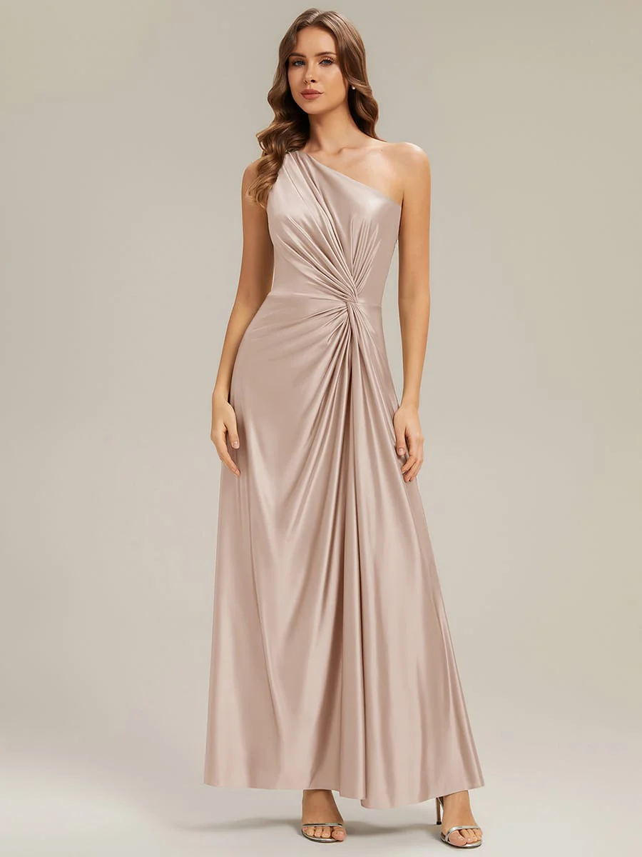 Knotted Satin One-Shoulder Dress - Image 11