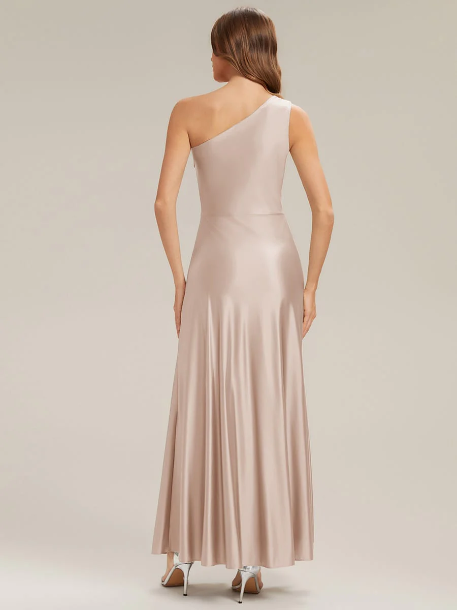 Knotted Satin One-Shoulder Dress - Image 12