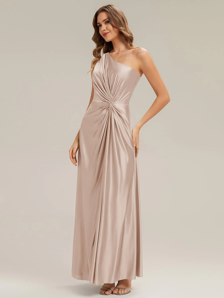 Knotted Satin One-Shoulder Dress - Image 13