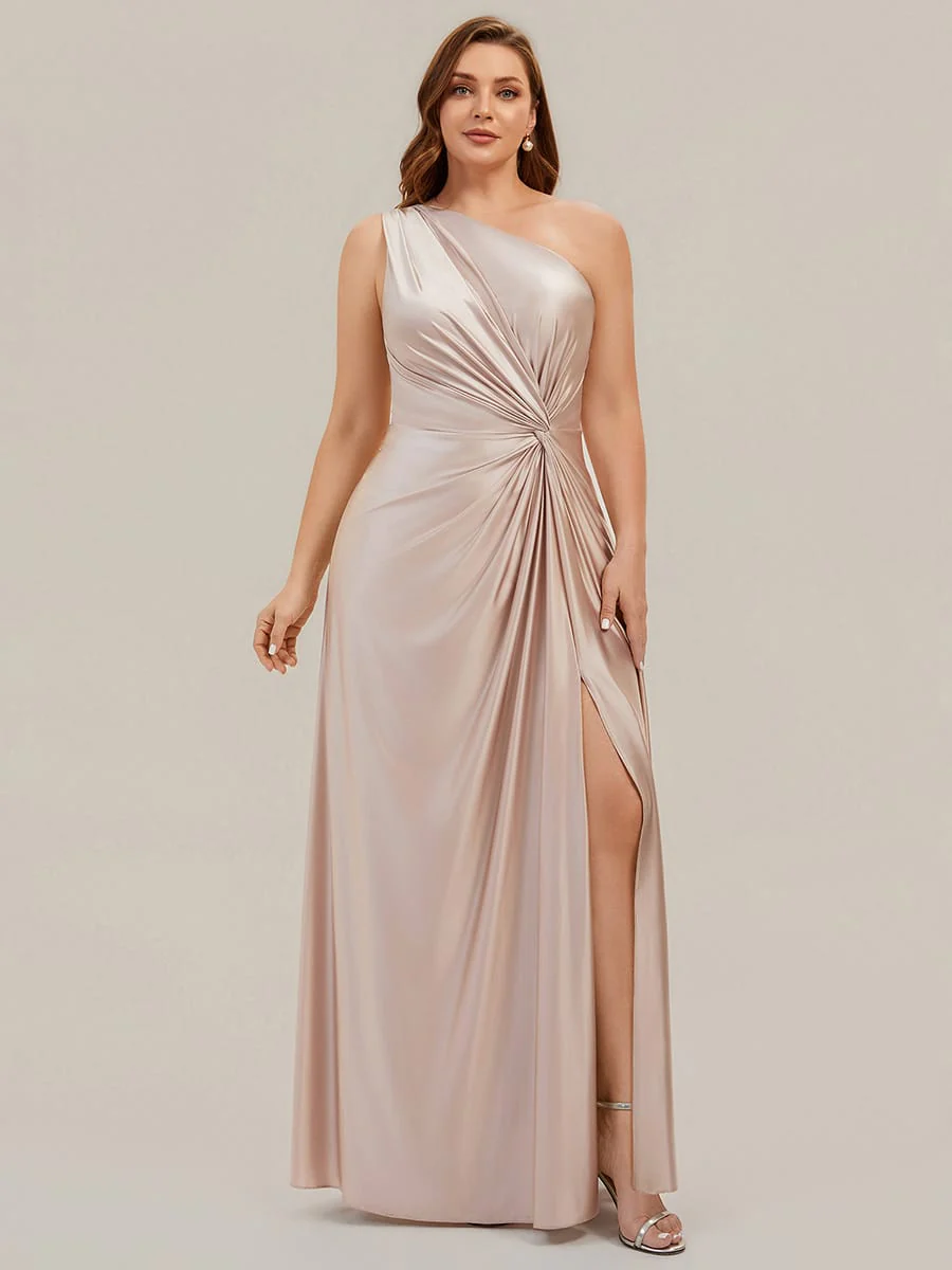 Knotted Satin One-Shoulder Dress - Image 16
