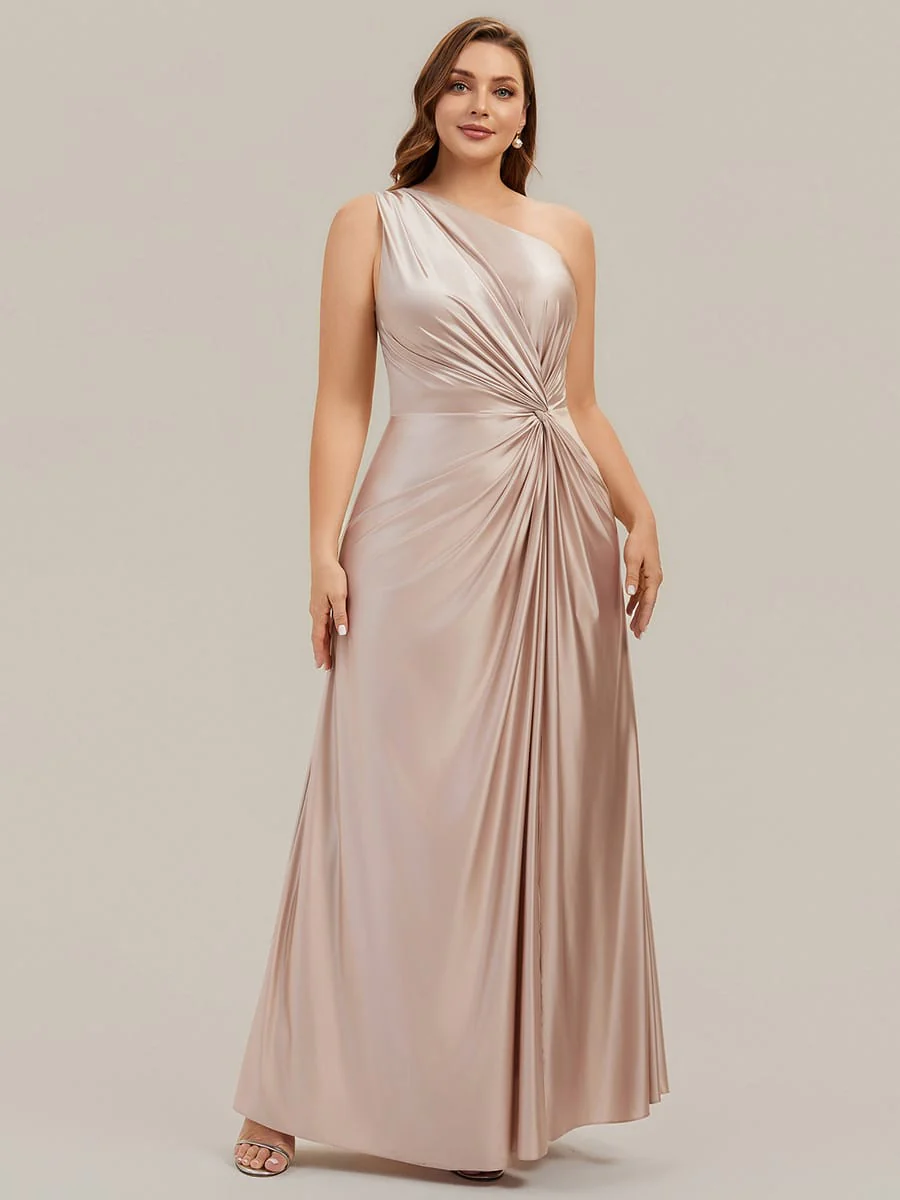 Knotted Satin One-Shoulder Dress - Image 18