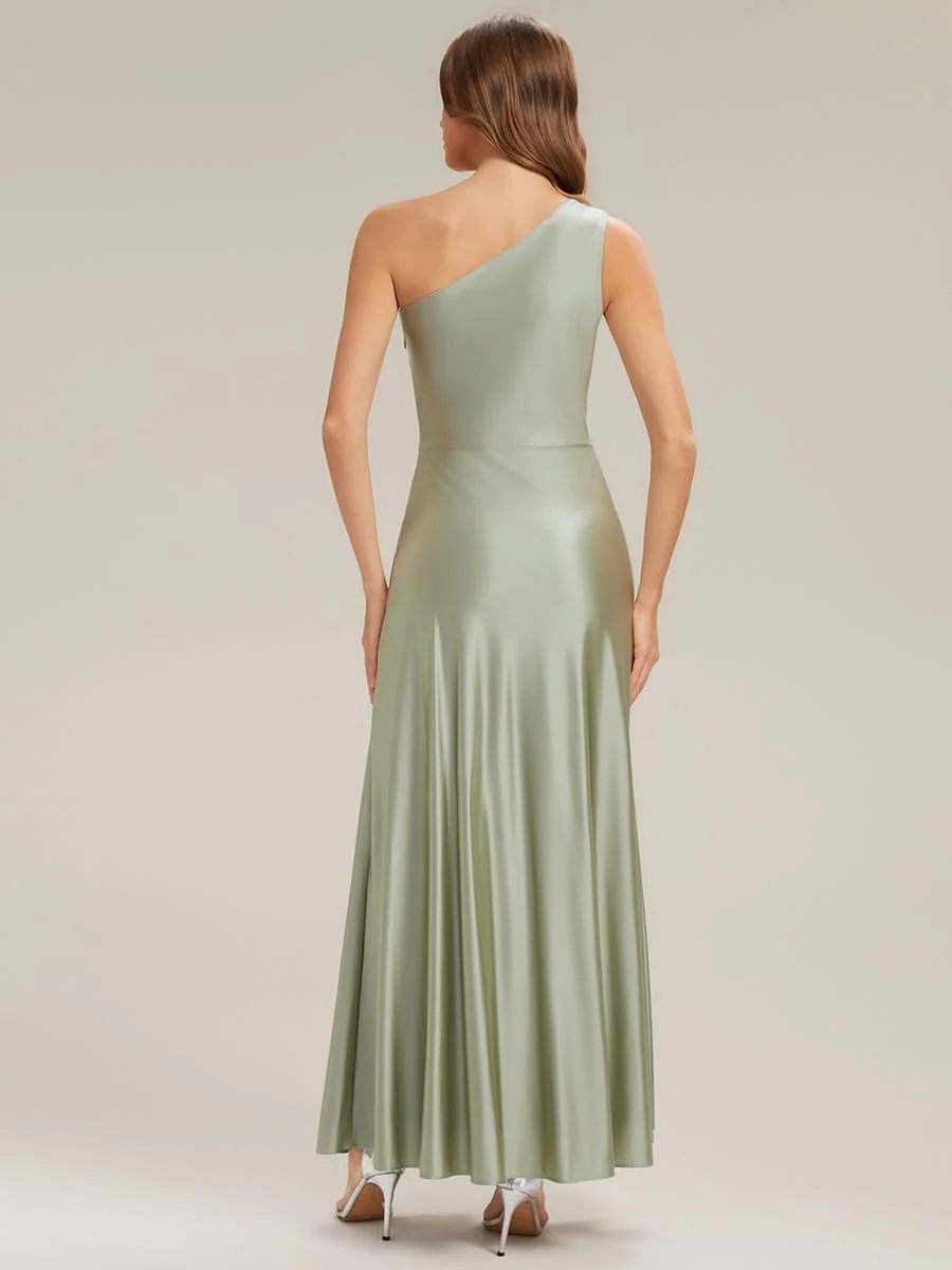 Knotted Satin One-Shoulder Dress - Image 22