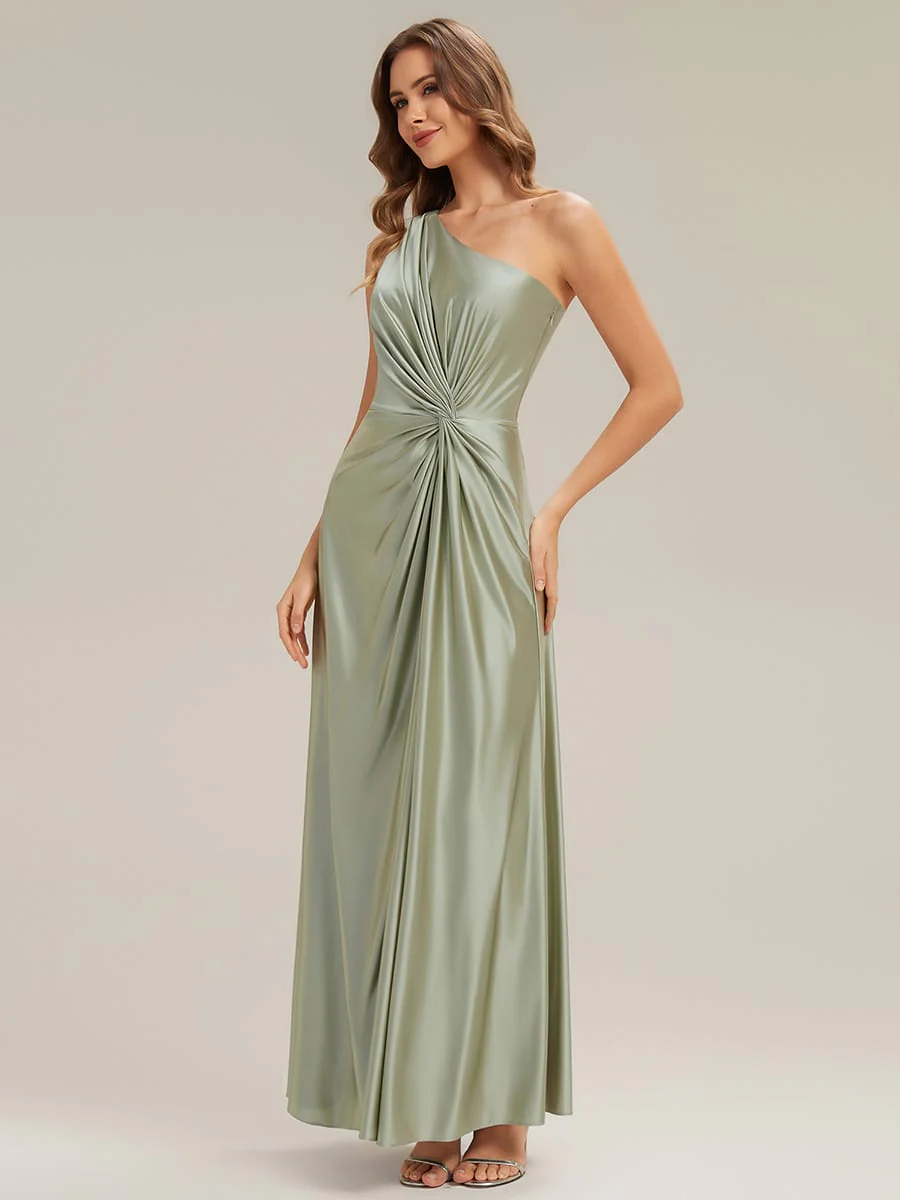 Knotted Satin One-Shoulder Dress - Image 23