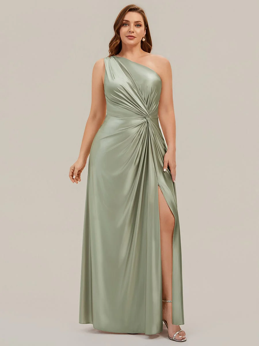 Knotted Satin One-Shoulder Dress - Image 29