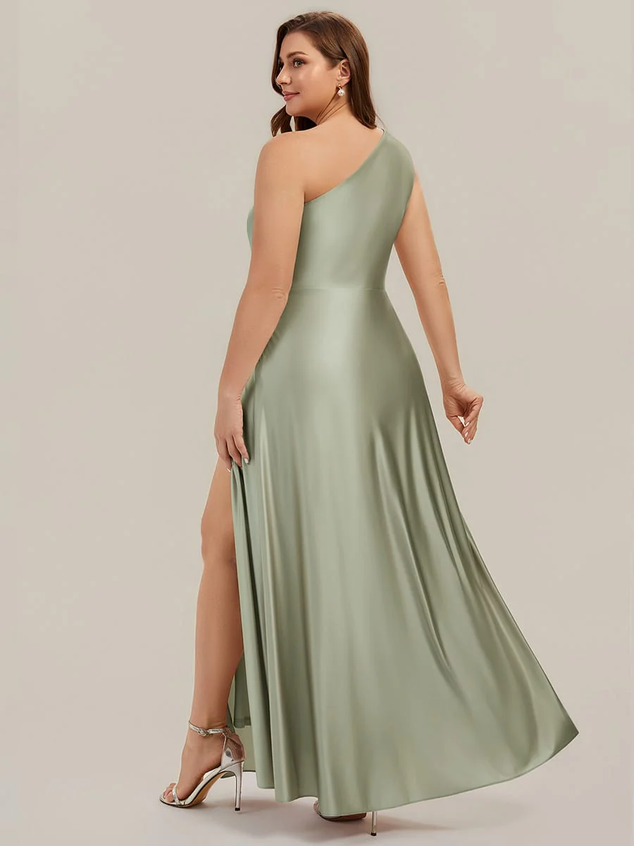 Knotted Satin One-Shoulder Dress - Image 30