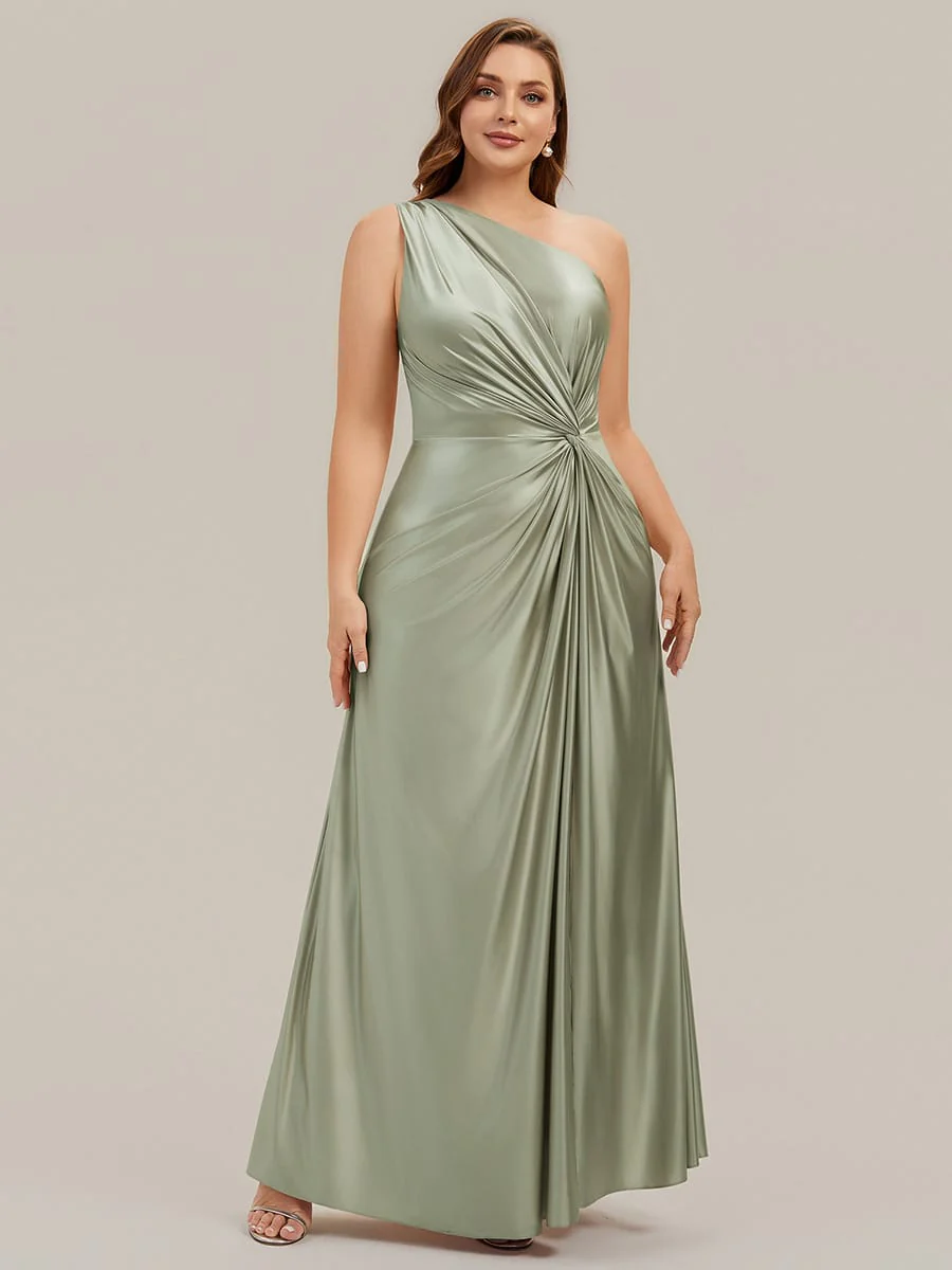 Knotted Satin One-Shoulder Dress - Image 31