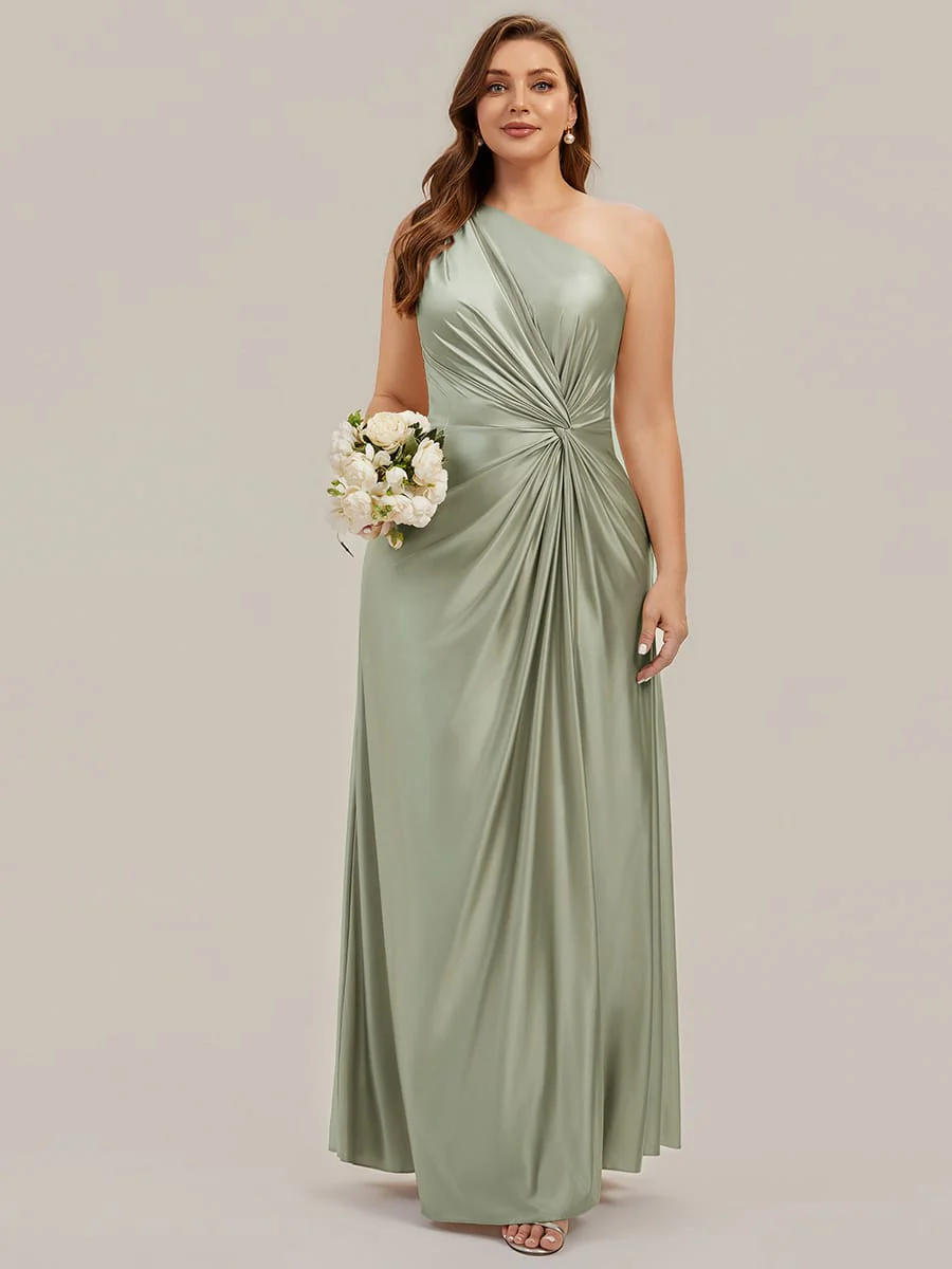 Knotted Satin One-Shoulder Dress - Image 32
