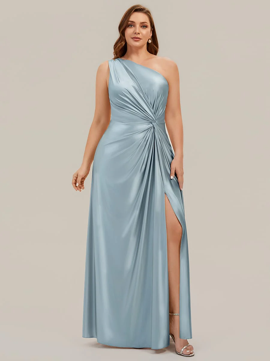 Knotted Satin One-Shoulder Dress - Image 6