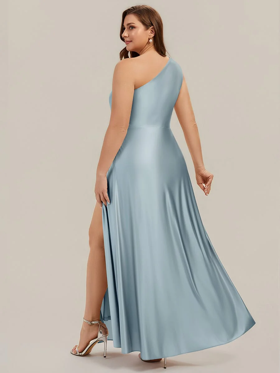 Knotted Satin One-Shoulder Dress - Image 7