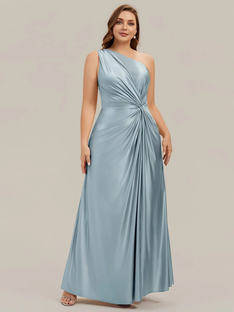 Knotted Satin One-Shoulder Dress - Image 9